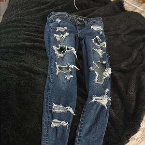 Distressed Blue Jeans